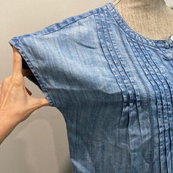 J Jill Denim Short Sleeve Relax fit top medium fit - Picture 8 of 14